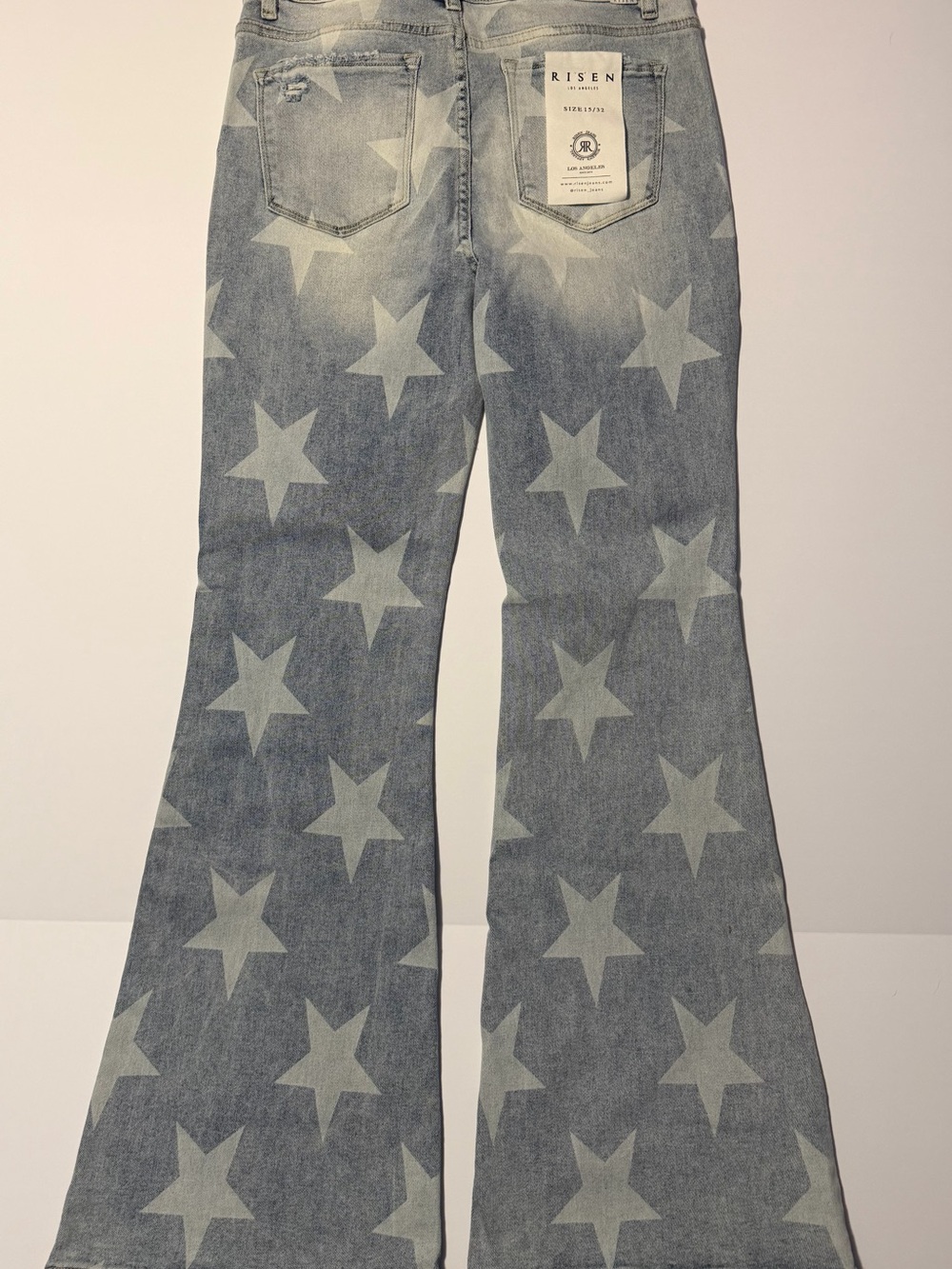 Risen Light Blue Star-Print Flared Jeans - Picture 2 of 2